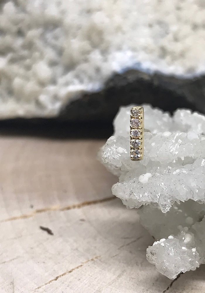 Buddha Jewelry Rowe Yellow Gold with White CZ Threadless