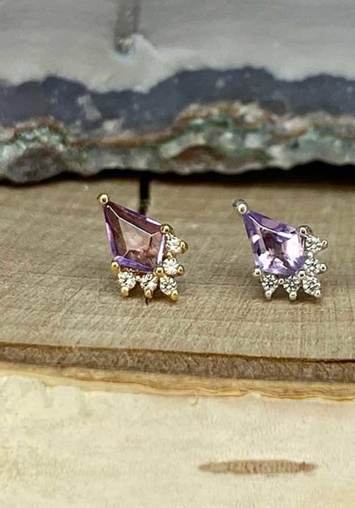 Buddha Jewelry Noble Yellow Gold Amethyst with CZ