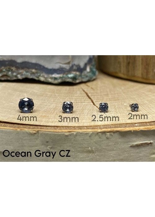 NeoMetal Neometal Prong Gem Titanium Ocean Gray CZ Threadless