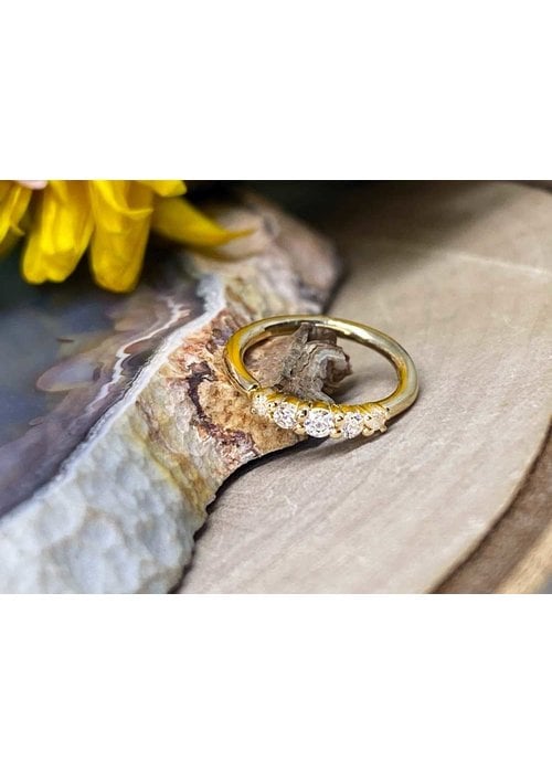 Buddha Jewelry Organics Buddha Jewelry Organics Brigitte Yellow Gold with White CZ 18g 5/16" Seam Ring