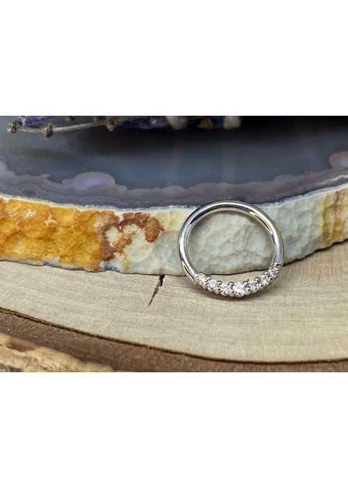 Buddha Jewelry Organics Buddha Jewelry Organics Audrey White Gold with White CZ 16g 3/8" Seam Ring