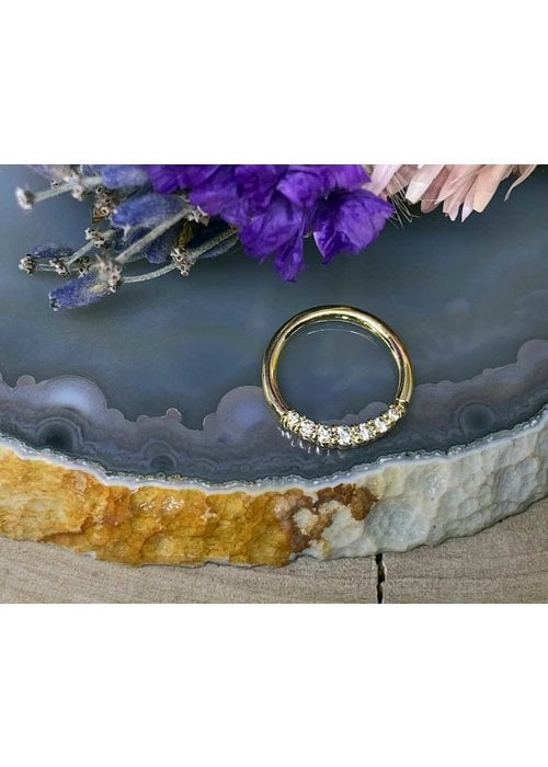 Buddha Jewelry Organics Buddha Jewelry Organics Audrey Yellow Gold with White CZ 16g 3/8" Seam Ring