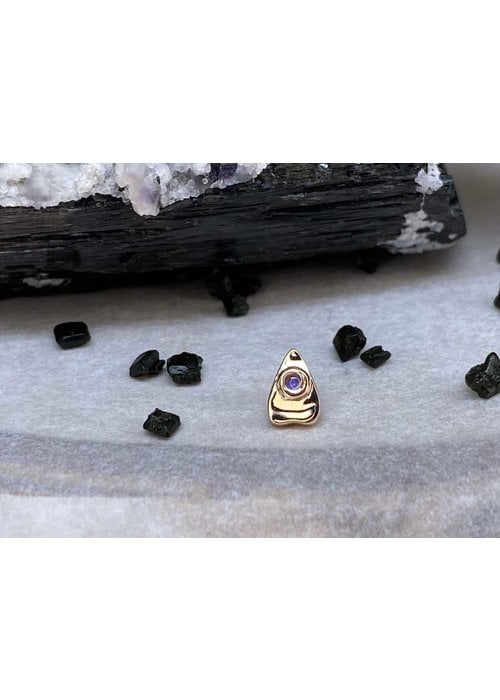 BVLA BVLA Summon the Spirit Ouija Planchette 14K Rose Gold Genuine Rainbow Moonstone 6mm x 4mm 14g Threaded