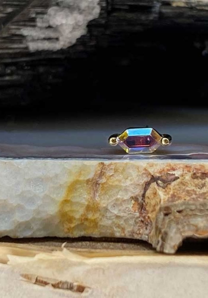 Buddha Jewelry Oh My My Yellow Gold with Hex Cut Mercury Mist Topaz Threadless