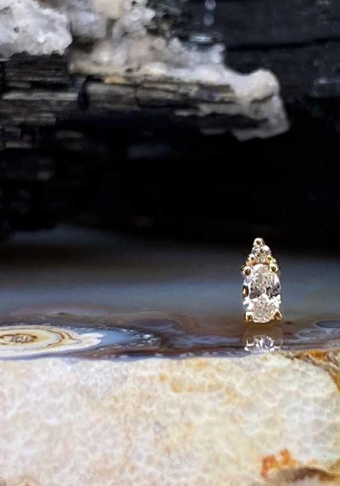 Buddha Jewelry Desden Yellow Gold with White CZ Threadless