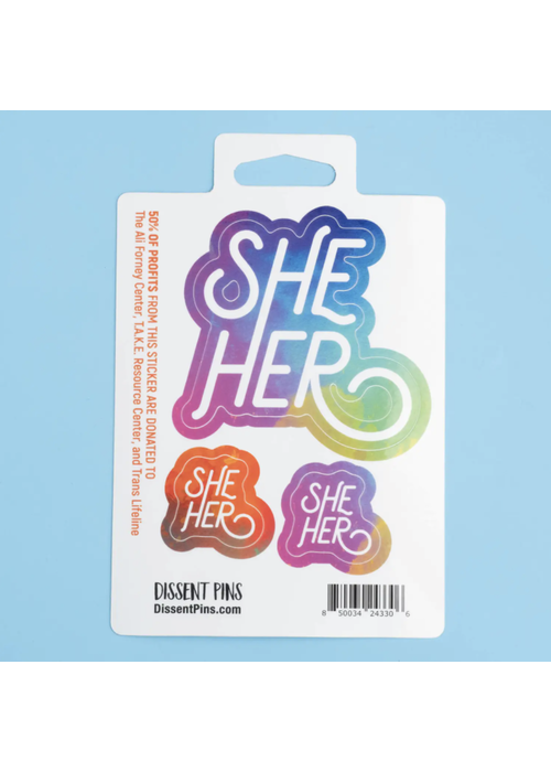 Dissent Pins Pronoun Sticker Sheet - She/Her