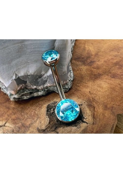 Intrinsic Body Intrinsic Bezel Navel Curve Ti 14g 3/8 Mint Green 4mm x 6mm Threaded