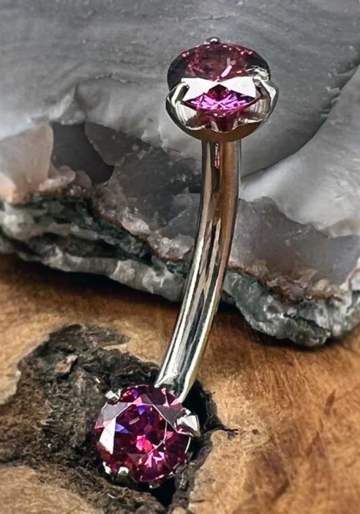 Intrinsic Prong Navel Curve Ti 14g 7/16 Ruby Red 4mm x 4mm Threaded