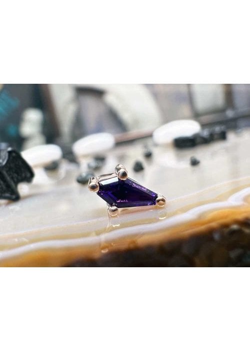BVLA BVLA Coffin Prong 14K Rose Gold Genuine Amethyst 14g Threaded
