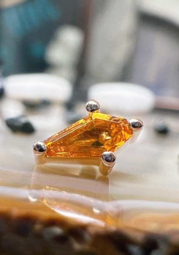 BVLA Coffin Prong 14K Rose Gold Genuine Citrine 14g Threaded