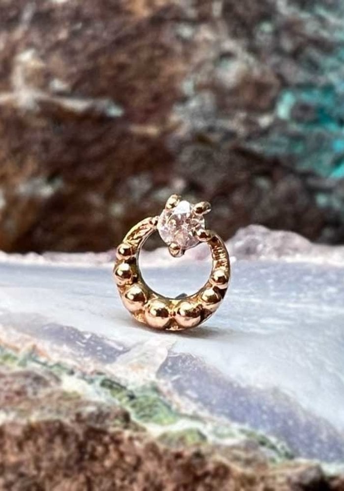 Tawapa Bewitch Rose Gold with 2mm White CZ Threadless