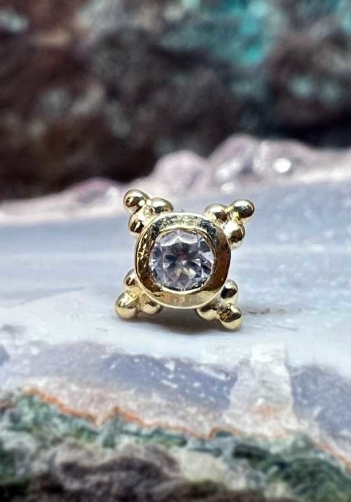 Tawapa Moonlight Large Yellow Gold with 2mm CZ Threadless