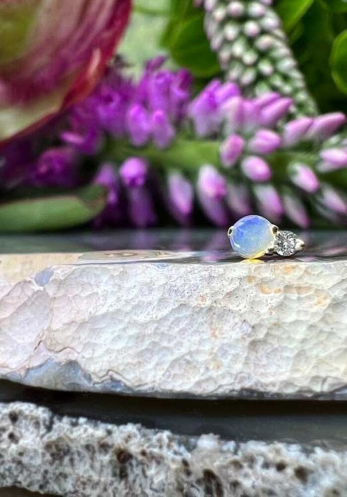 Modern Mood Pippa 14k Yellow Gold Genuine Opal and Diamond Threadless