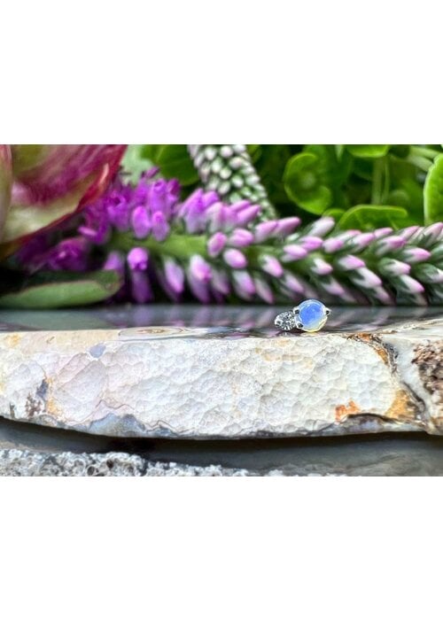Modern Mood Modern Mood Pippa 14k White Gold Genuine Opal and Diamond Threadless