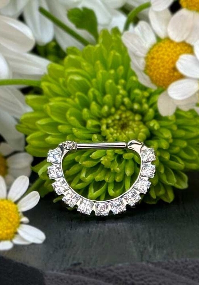Industrial Strength Odyssey Septum Prong-Set Princess Cut Gem 16g 5/16" x 5/16" Clicker #29 - Mixed Gems