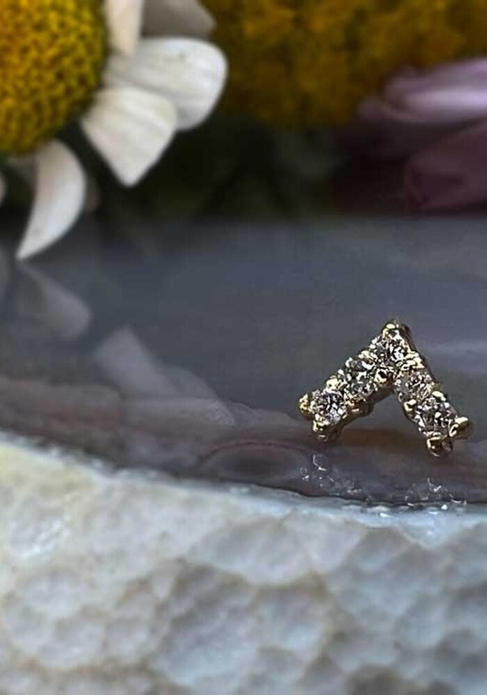 Tawapa Apex Yellow Gold Genuine White Diamond Threadless