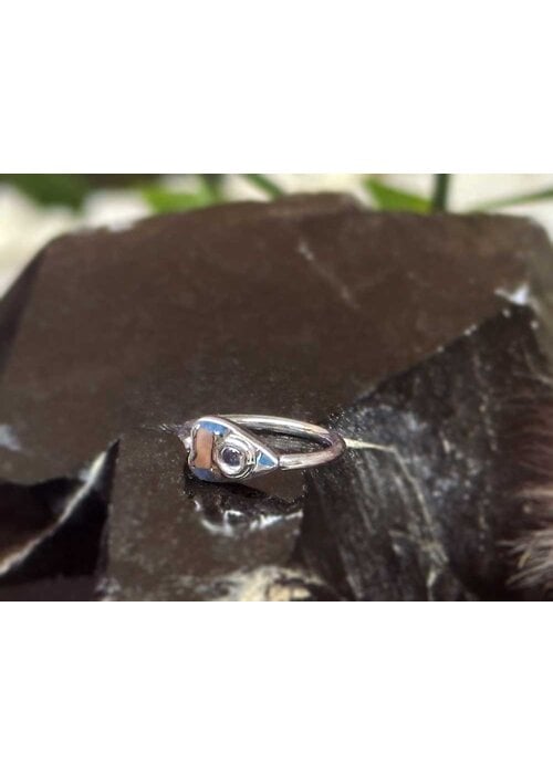 BVLA BVLA Summon the Spirit Ouija Planchette White Gold Rainbow Moonstone 18g 5/16" Fixed Ring Navel/Rook Orientation