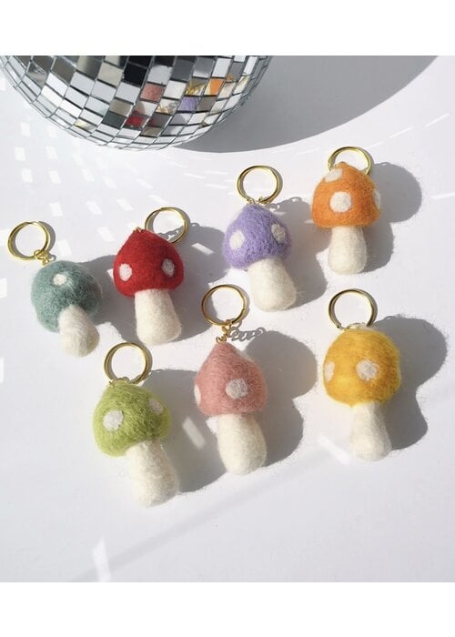 Golden Hour Designs Felt Mushroom Keychain - Blue