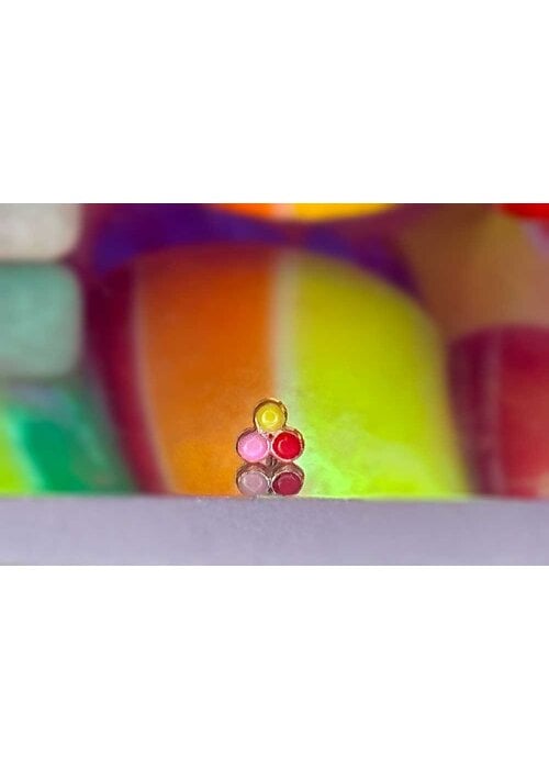 Pupil Hall Pupil Hall Tri Me Yellow Gold Yellow/Pink/Red Enamel 2.25mm Threadless