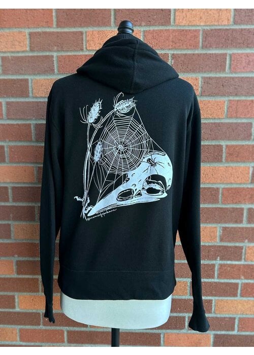 Mom's Custom Tattoo Bird Skull & Spider by Susan Crofts Black Hoodie