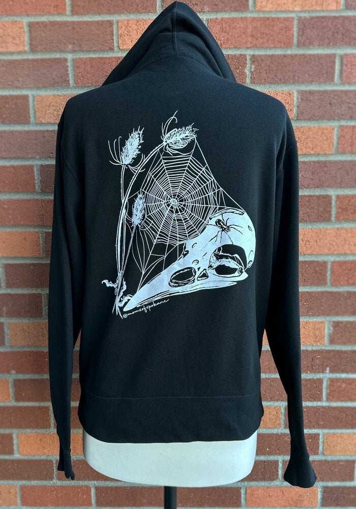 Mom's Custom Tattoo Bird Skull & Spider by Susan Crofts Black Hoodie